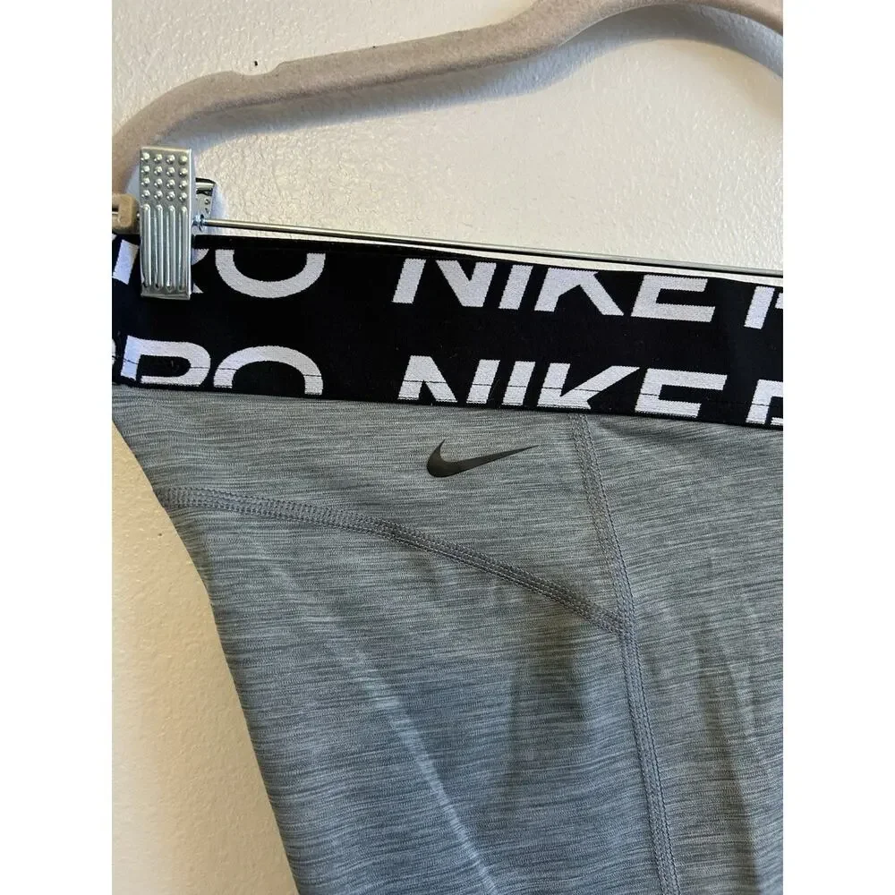 NIKE Women's Dri-FIT Pro Grx Training Leggings Heather Gray Running Sporty XL
